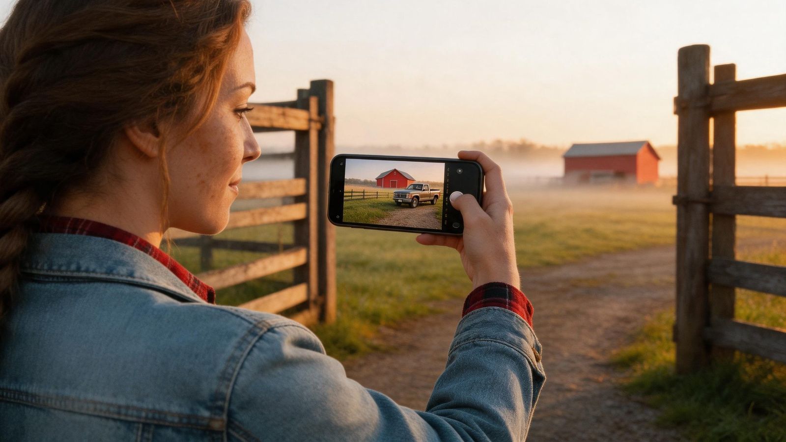 The rancher checks live view at the farm gate
