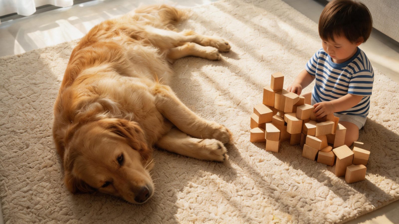 A close view of the dog on the rug