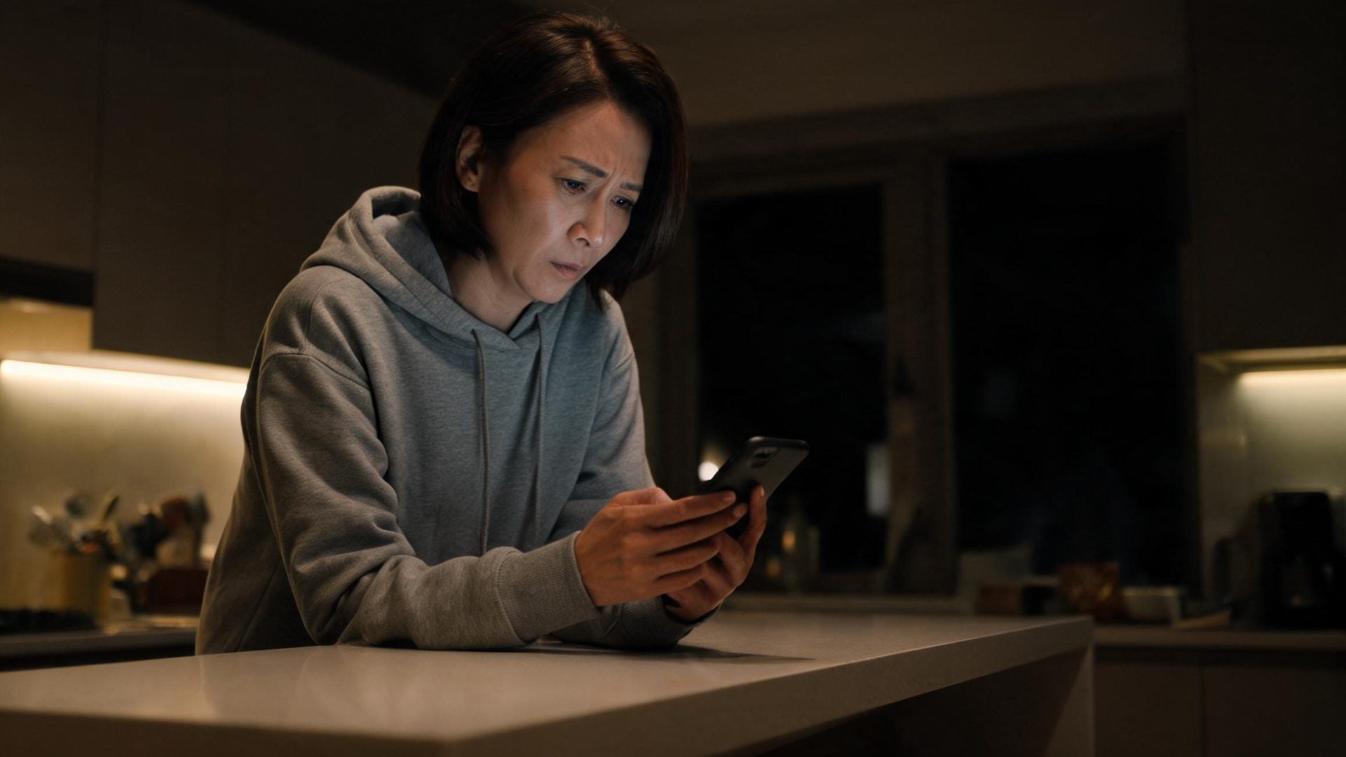 A site manager reads an alert on her phone late at night