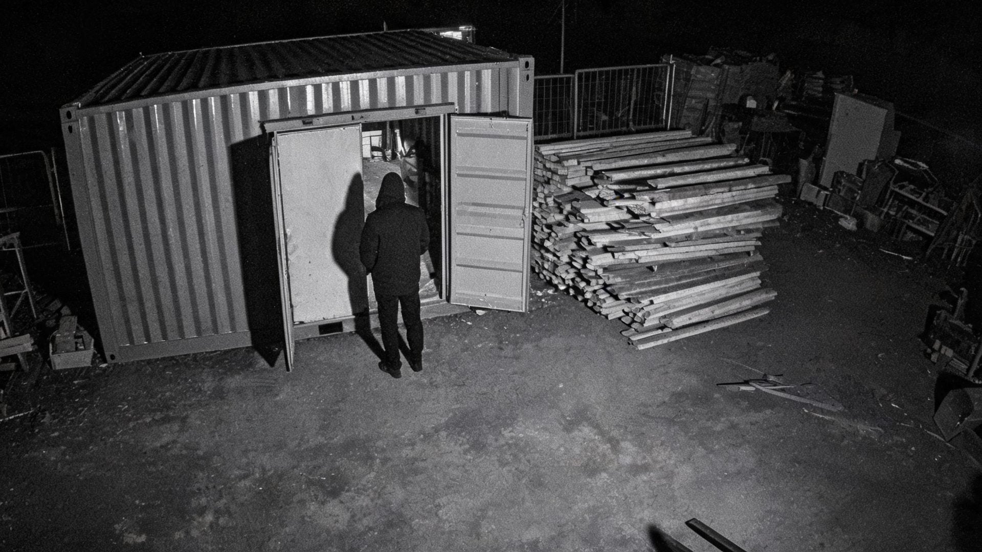 Infrared view of a person at the tool container